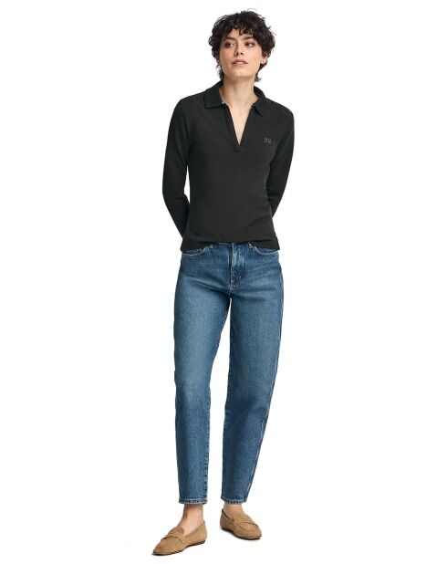 Polo manches longues Block Rubber Pia noir