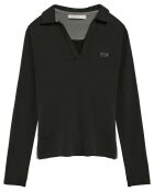 Polo manches longues Block Rubber Pia noir