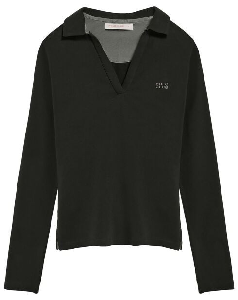 Polo manches longues Block Rubber Pia noir