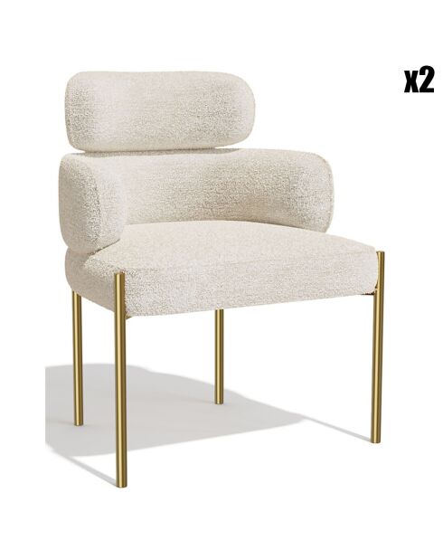 2 Stühle Lara aus beigefarbenem strukturiertem Samt - 60x57x79 cm