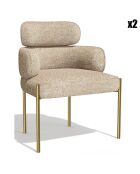 2 Stühle Lara aus strukturiertem Samt in Taupe - 60x57x79 cm