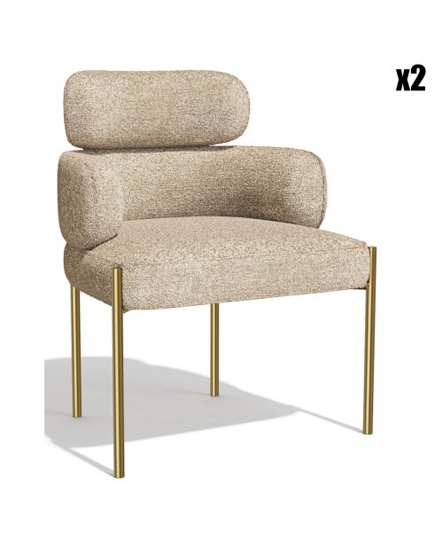 2 stoelen Lara taupe getextureerd fluweel - 60x57x79 cm