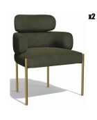 2 Chaises Lara Velours texturé kaki - 60x57x79 cm