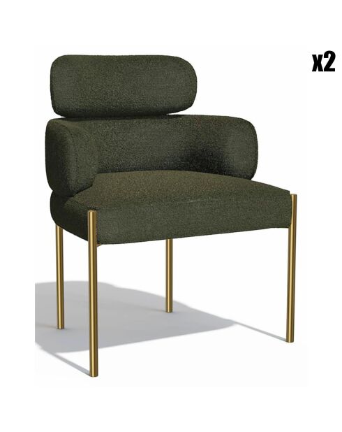 2 Chaises Lara Velours texturé kaki - 60x57x79 cm