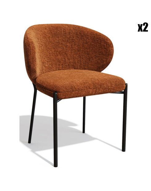 2 Chaises Luca Velours texturé terracotta - 56x60x79 cm