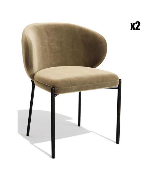 2 Chaises Luca Velours beiges - 56x60x79 cm
