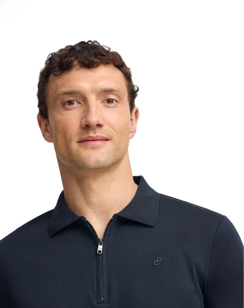 Polo manches courtes Esko Zipper bleu marine