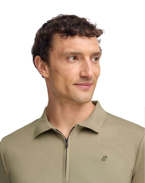 Polo manches courtes Esko Zipper vert sauge