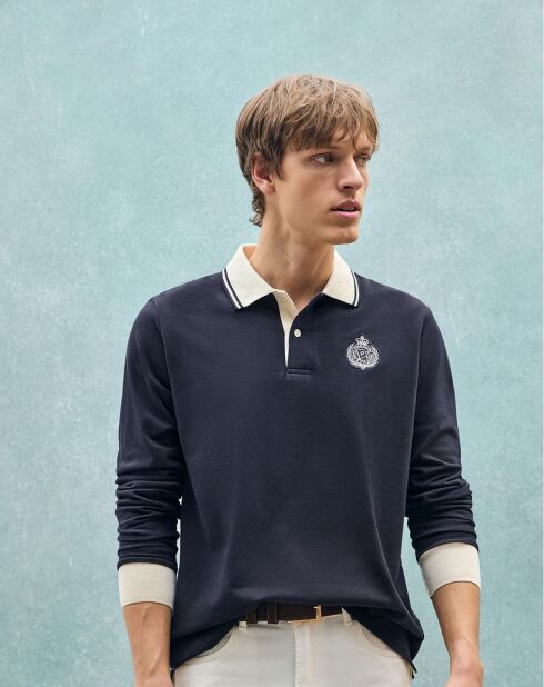 Polo manches longues Anchor  bleu marine