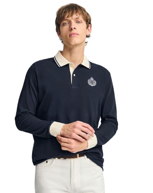 Polo manches longues Anchor  bleu marine