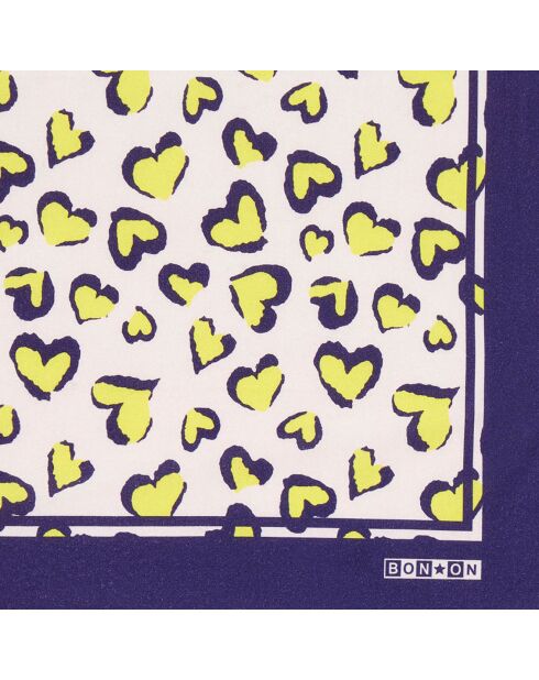 Foulard Coeurs Léopard bleu/jaune