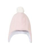 Bonnet Coton, Laine et Cachemire Pompon rose pâle
