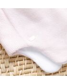Bonnet Coton, Laine et Cachemire Pompon rose pâle