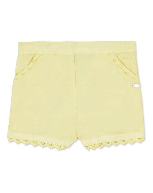 Short Broderie jaune pâle