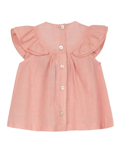 Blouse Rayée Brodée rouge