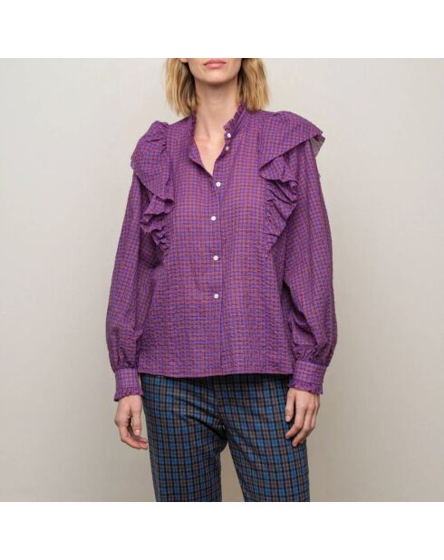 Albi Vichy Bluse aus Baumwollvoile, lila