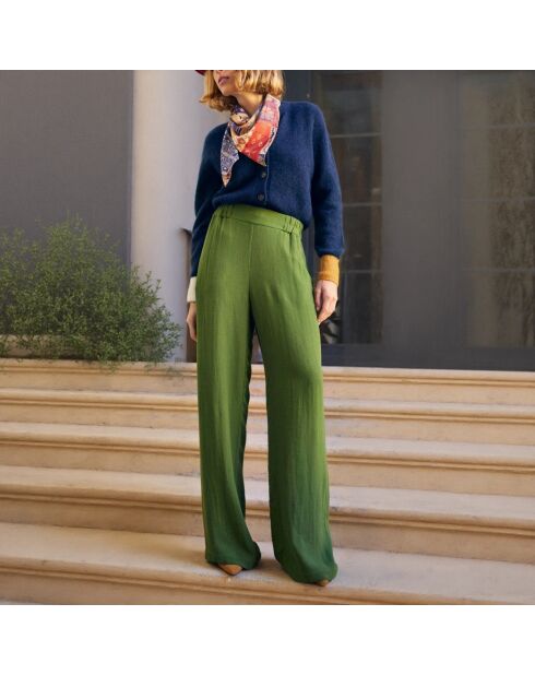 Pantalon Baccarat Laine Double Gaze vert