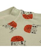 Sweat en Coton Bio Ermites vert d'eau/orange