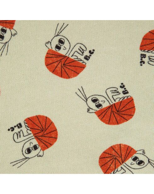 Sweat en Coton Bio Ermites vert d'eau/orange