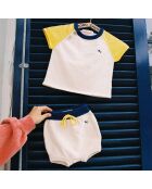 T-Shirt en Maille Bicolore écru/jaune