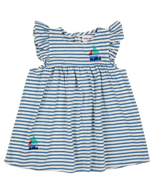 Robe en Coton Bio Rayée bleu marine