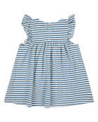 Robe en Coton Bio Rayée bleu marine