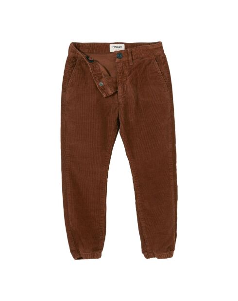 Pantalon Chino en Velours Côtelé Taille Elastique Skater marron
