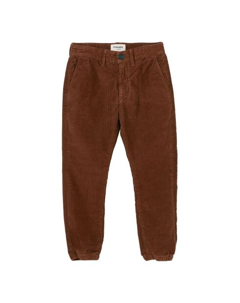 Pantalon Chino en Velours Côtelé Taille Elastique Skater marron