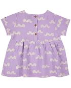 Robe en Gaze de Coton Bio Vagues lilas