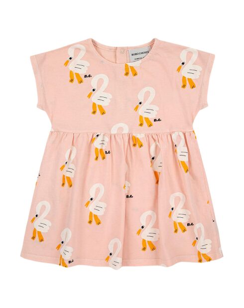 Robe Coton Bio Pélicans rose