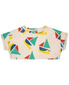 Top Sweat Cropped Coton Bio Bateaux écru