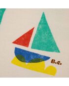 Top Sweat Cropped Coton Bio Bateaux écru