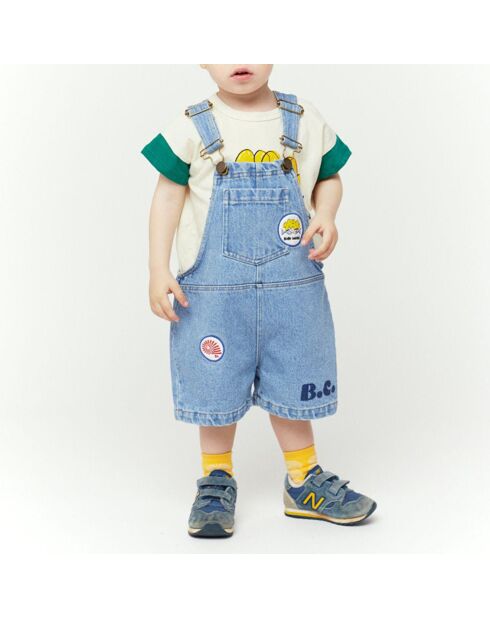 T-Shirt en Coton Bio Poissons Bébé écru/vert