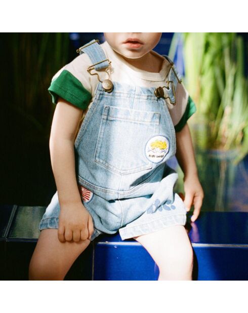 T-Shirt en Coton Bio Poissons Bébé écru/vert