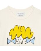 T-Shirt en Coton Bio Poissons Bébé écru/vert
