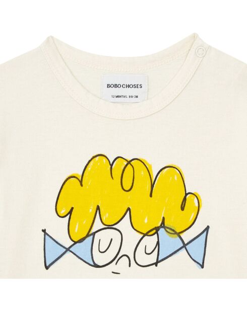 T-Shirt en Coton Bio Poissons Bébé écru/vert