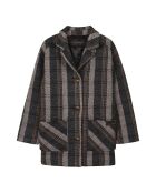 Manteau oversize carreaux Christy gris anthracite
