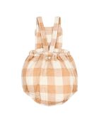 Barboteuse à Carreaux en Gaze de Coton Responsable  écru/beige
