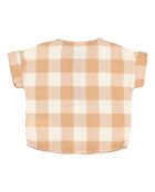 Chemise à Carreaux en Gaze de Coton Responsable écru/beige