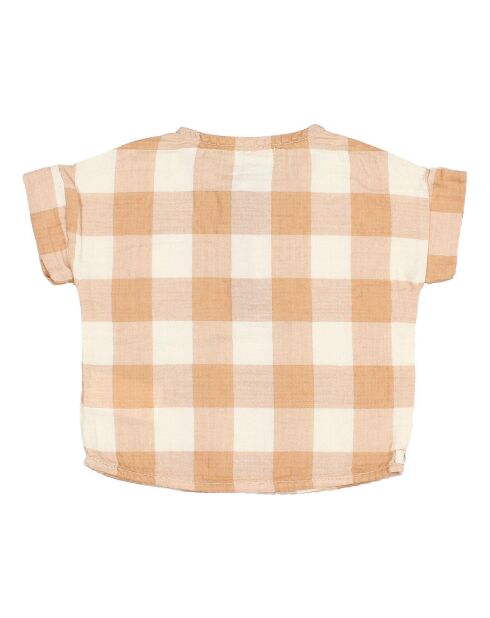 Chemise à Carreaux en Gaze de Coton Responsable écru/beige