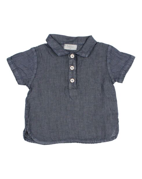 Chemise 100% Lin bleu marine
