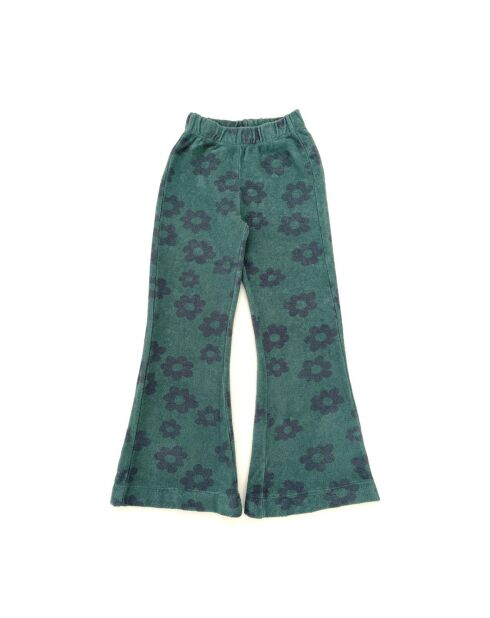 Pantaloni svasati in spugna verde in cotone biologico