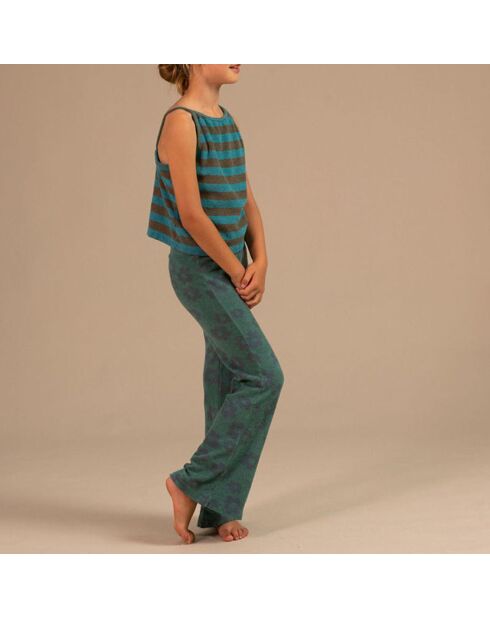 Pantaloni svasati in spugna verde in cotone biologico