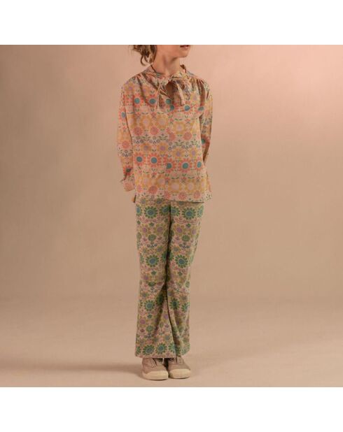 Pantaloni a zampa in spugna di cotone biologico multicolore