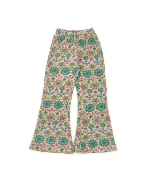 Pantaloni a zampa in spugna di cotone biologico multicolore