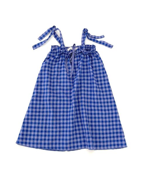 Robe Carreaux Coton Bio bleue