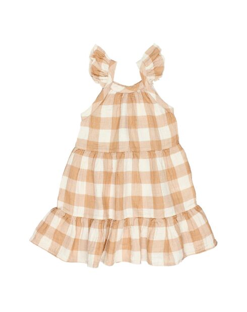 Robe Gaze de Coton Carreaux beige/écru