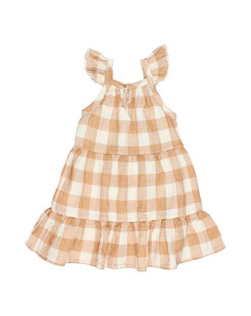 Robe Gaze de Coton Carreaux beige/écru