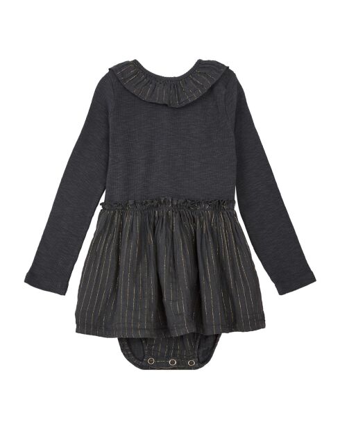 Robe-Body en  Gaze de Coton Bio gris anthracite