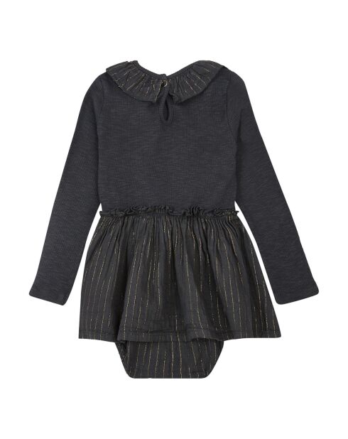 Robe-Body en  Gaze de Coton Bio gris anthracite